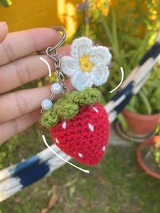 Strawberry Crochet Keychain