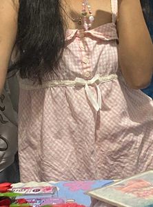 Pink Gingham Bow Tank