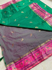 Green & Grey Silk Saree  ( Price Negotiable )