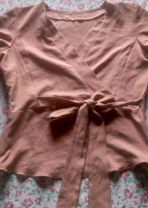 Cute Brown Tie-Waist Top