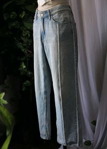 Wide Leg Embellished Jeans