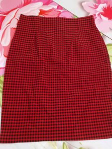 (100)Red Gingham Mini Skirt