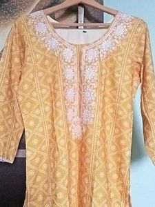 Yellow Embroidered Kurti