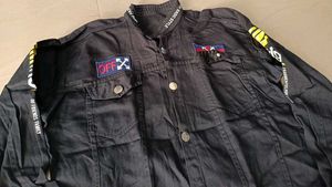Trendy Graphic Denim Jacket, M Size