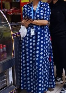 Blue Polka Dot Maxi Dress