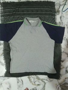 Gray & Navy Raglan Sleeve Polo