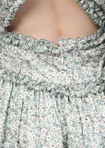 Women Green Printed A-line Ruffle Dress
