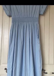 New One Zara Blue Short SleevesMidiShirt