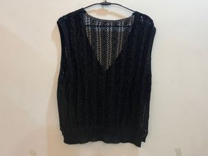 Black Crochet Vest