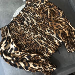 Leopard Print Off-Shoulder Top