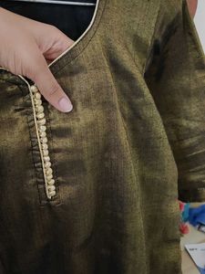 Zari Olive Colour Kurta