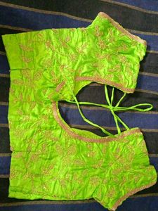 Parrot Green 💚 Colour Embroidery Stitched Blouse