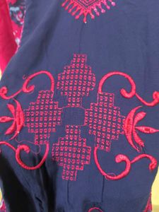 Pink &amp; Navy Printed Kurti