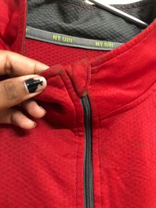 NT.DRI Red Long Sleeve Half Zip T Shirt