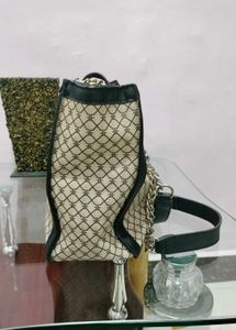 Patterned Shoulder Bag with Chain Detail