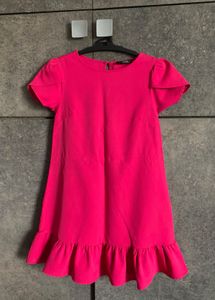 SHEIN Hot Pink Ruffle Hem Dress