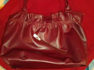 Burgundy Brownish Handbag with Flower