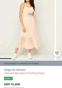 Ginger Checked Fit&amp;Flare Dress Peach