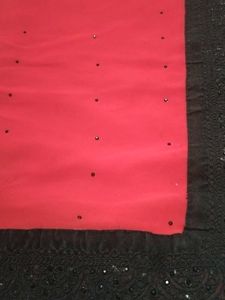 Red &amp; Black Embellished Saree