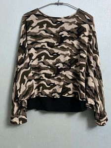 Camouflage Top in Olive-Toned Camo