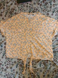 Floral Print Tie-Front Top