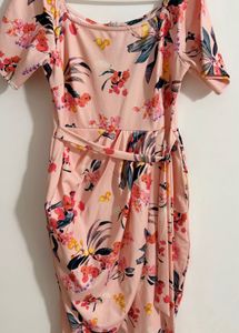 Misschase Blush Pink Floral Print Wrap Dress
