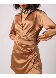 Satin Mini Shirt Dress
