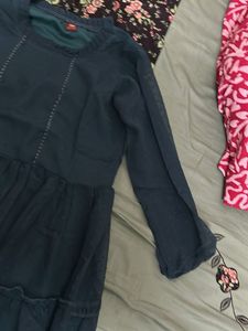 Teal tiered ruffle dress