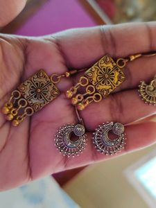 Beautiful 😍 Golden Silver Earrings 😍😍