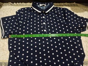 Navy Blue White Polka Dress