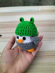 Crochet Penguin with Frog Hat - Adorable Plushie