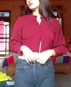 Chocolate Brown Top With Puff Sleeves 🥰