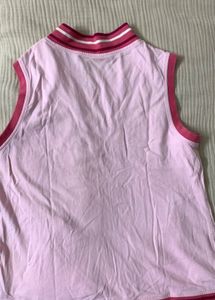 Pink Sleeveless Zip-Up Vest