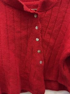 Red Button-Down Cardigan