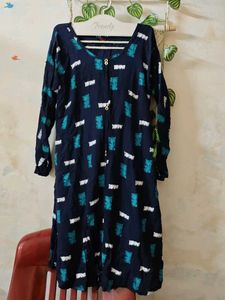Navy Blue U Neck Kurti