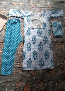Elegant Blue Printed Kurta Set