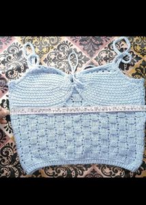 Zara Blue Corset Top Adjustable Sleeves