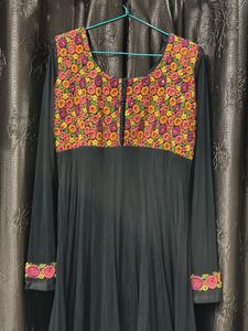 Elegant Black Floral Anarkali Kurta