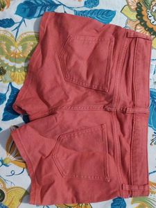 Coral Colored Denim Shorts