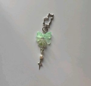 Cute Aesthetic Green Bow Keychain