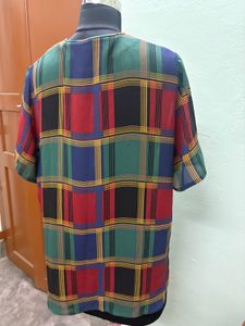 Vintage Plaid Button-Up Top