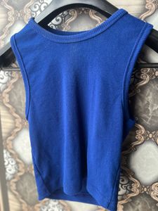 Blue Ribbed Tank Top