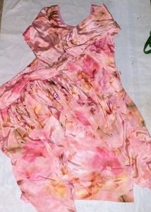 Satin Suits Flower With Dupatta Set