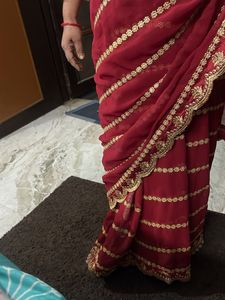 Elegant Red &amp; Gold Sari