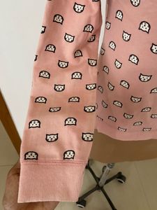 PEOPLE Pink Cat Printed Sweatshirt