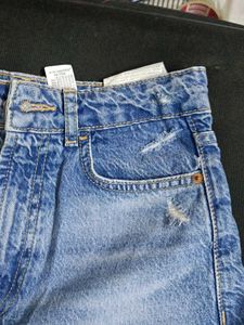 Ripped Denim High-Waisted Shorts