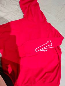 Red Sweatshirt With Attached Earphones