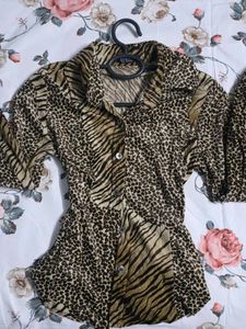Vintage Animal Print Button-Down