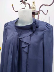 Navy Ruffle Blouse