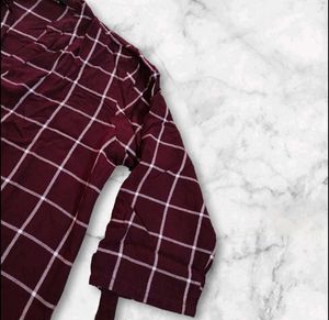 Maroon Shirt Style Top